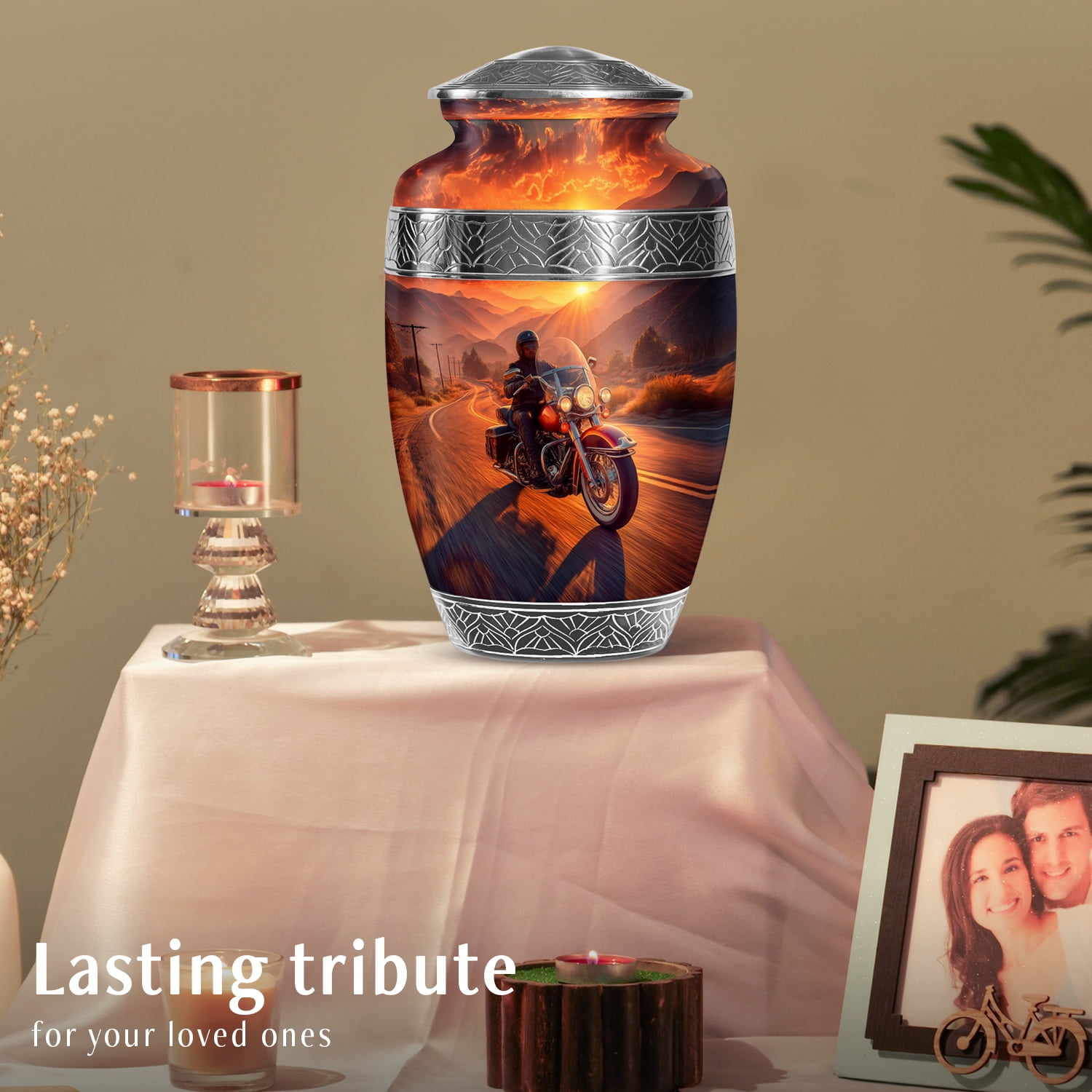 Harley Davidson Memorial Urn for Ashes Adult Male and Female, Cremation Funeral Urns for Human Ashes, (Classic Large, 10 Inch)