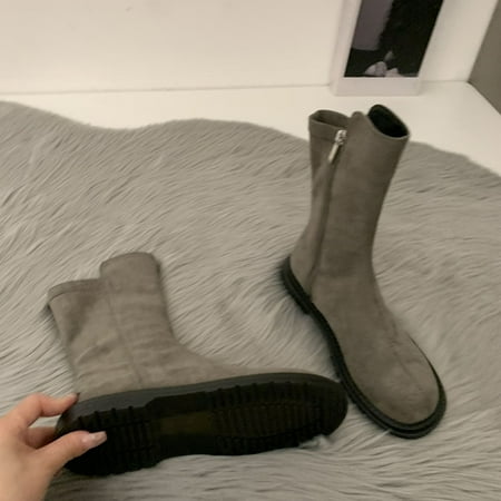 

Cathalem Boots for Women with Heel Sexy Wide Calf Flat Boots Plush Shoes Cotton Shoes Autumn And Winter Thin Short Boots Medium Shoes Khaki 6.50
