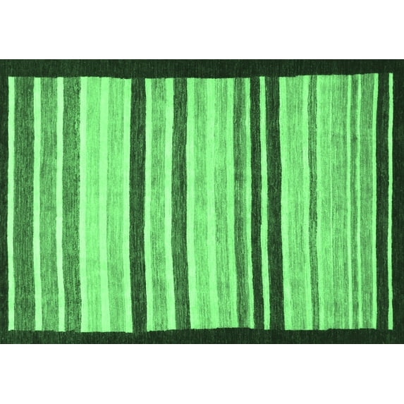 Ahgly Company Indoor Rectangle Abstract Emerald Green Modern Area Rugs, 2' x 3'