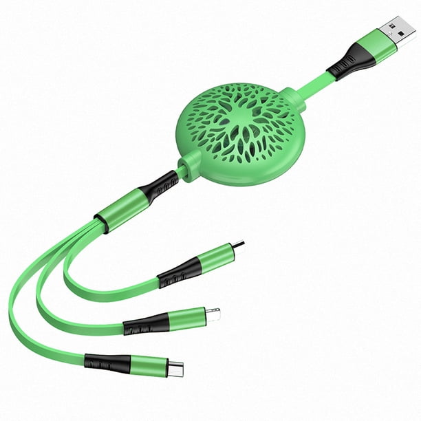 Cable de datos de carga rápida telescópico tres en uno - verde Xemadio HMJM154-3