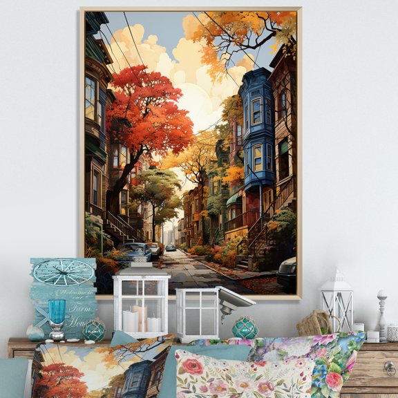 Designart "Revival of the Harlem Renaissance III" Cityscapes Floater Framed Wall Art Print