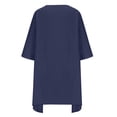 thumbnail image 5 of Liquidation d'Été 2025! Robe Grande Taille pour Femmes, Liquidation de Robe d'Été pour Femmes, Robe Décontractée à Manches 3/4 Col Rond Imitation Coton et Lin Couleur Unie avec Poches, 5 of 5