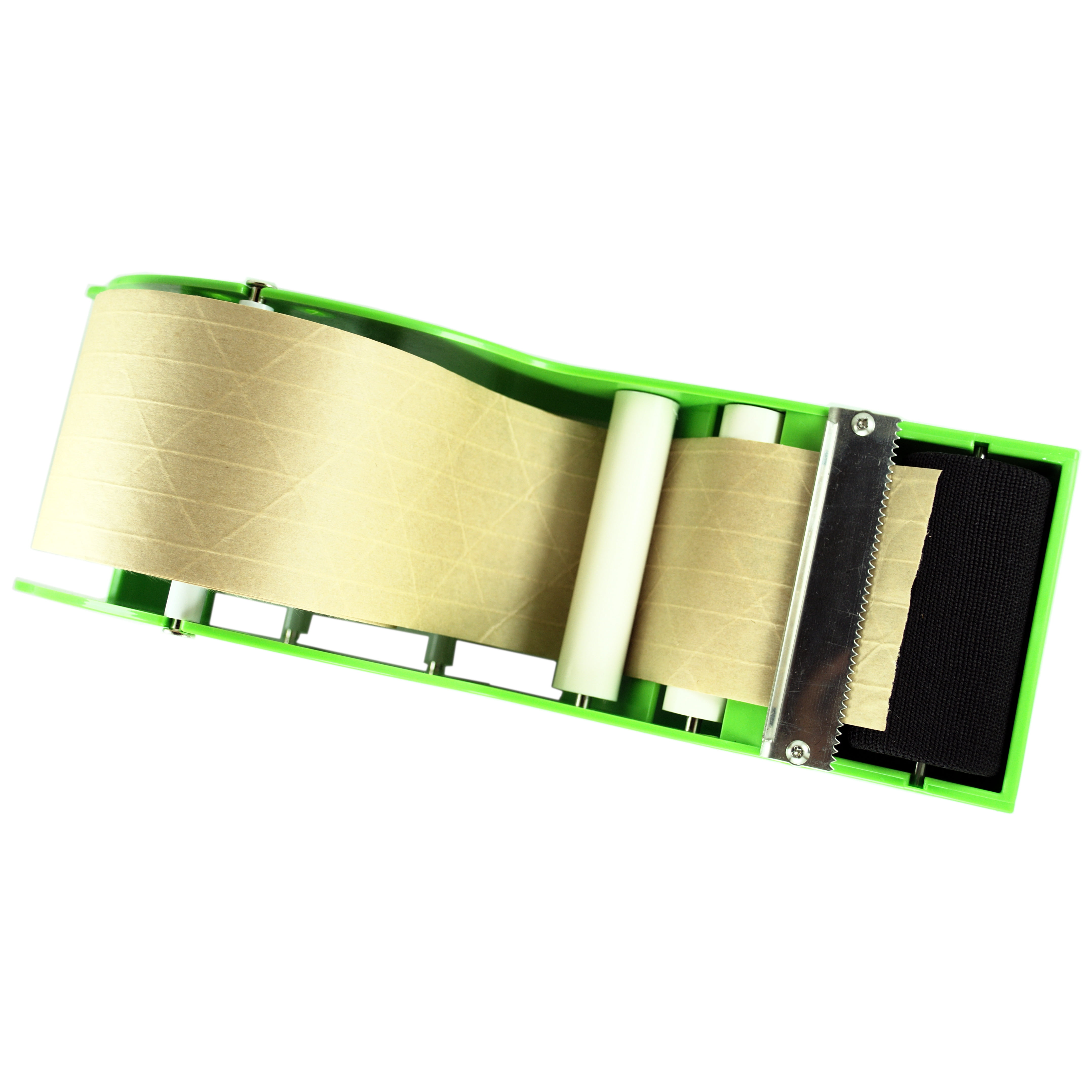 Water Activated Manual Desktop Gum Tape Dispenser Green with Reinforced Kraft Paper Gummed Tape 2.75In x 75 feet Eco Friendly for Sealing Shipping Boxes