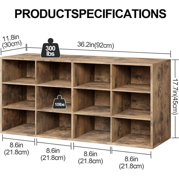 12-Cubby Shoe Rack, 3-Tier Wood Shoe Organizer, Multifunctional Shoe Organizer Bench for Entryway, Mudroom, Hallway, Closet, 36.22 * 11. * 17.72 Inch, Brown