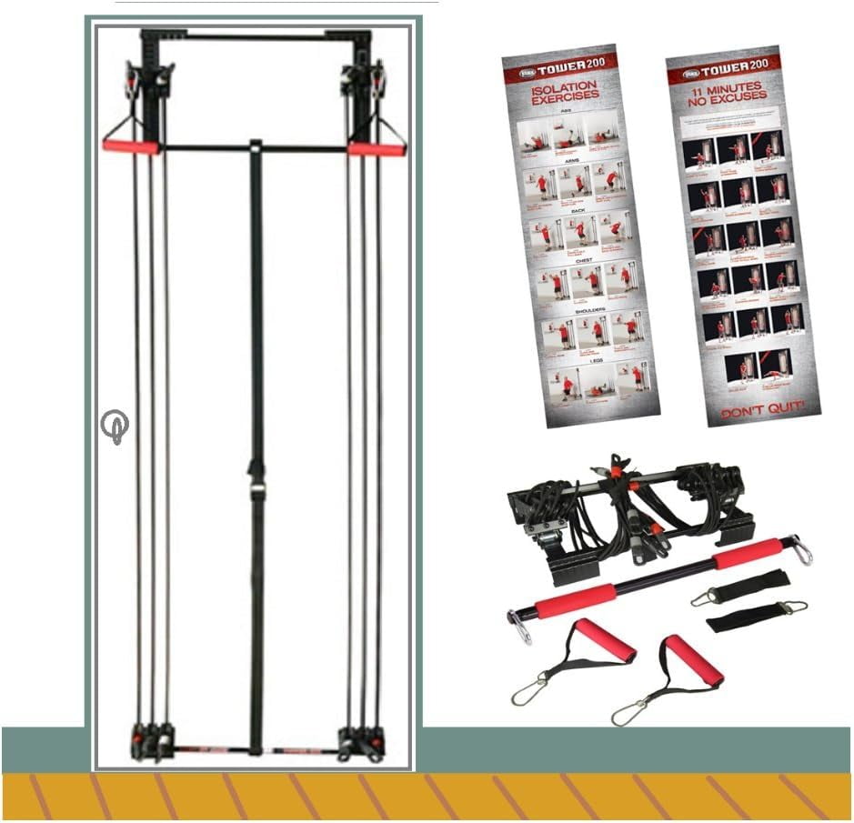 Tower 200 Body Full Gym Fitness + Workout DVD + Free Straight Bar New.
