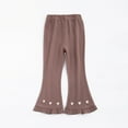 thumbnail image 2 of ZACPNCV Toddler Girls Flare Pants Ruffle Kids Leggings Bell Bottoms Cotton Solid Elastic Waist Trousers Dance Yoga and Ballet Tights Coffee 8-9 Years, 2 of 4