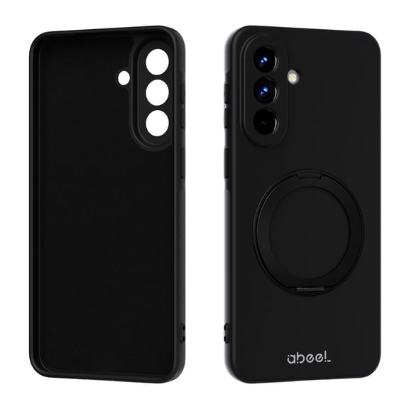 ELEHOLD Shockproof Slim Fit Soft Liquid Silicone Magnetic Ring Kickstand Phone Case for Samsung Galaxy S26 ,Black