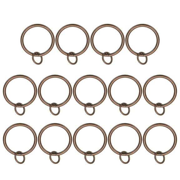 Uxcell 14 Pcs Curtain Rings with Eyelets, 1.25"ID Glide Smoothly Metal Drapery Ring Fit Up to 1" Curtain Rod, Red Bronze