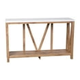 thumbnail image 2 of BizChair Farmhouse 2-Tier Console Accent Table - Warm Oak Finish Engineered Wood Frame - Marble Finish Tabletop - For Entryway or Living Room, 2 of 12
