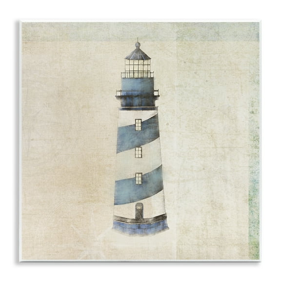 Stupell Industries Rustic Maritime Lighthouse Nautical & Beach Painting Unframed Art Print Wall Art, 12 x 12