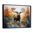 thumbnail image 2 of Designart "Colorful Moose Majestic painting" Animals Floater Framed Wall Art Print, 2 of 7
