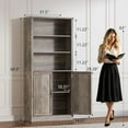 thumbnail image 2 of PUFFCAFE Bookcase with Doors,Wood Book Shelf with Storage Cabinet,3 Tier Display Shelves,Metal Handles,70" Gray Tall Book Case,2 Pack, 2 of 5