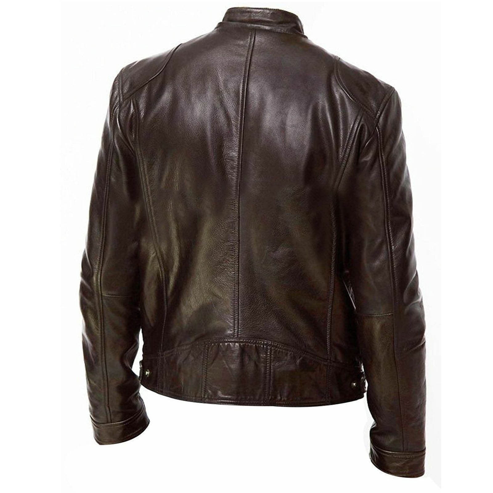 Aimik Mens Plus Size Leather Jacket Fall and Winter Men Jacket Vintage Coat
