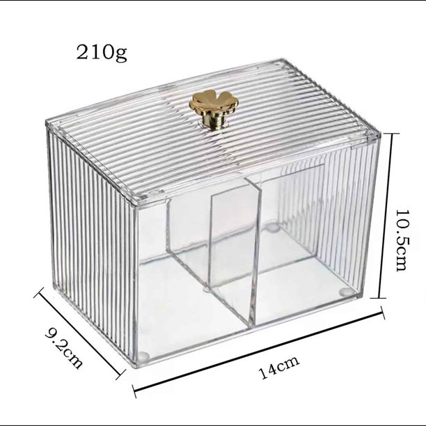 Transparent Qtip With Lid Elegant Acrylic Swab Organizer For Bathroom Bedroom Vanity Office Desk