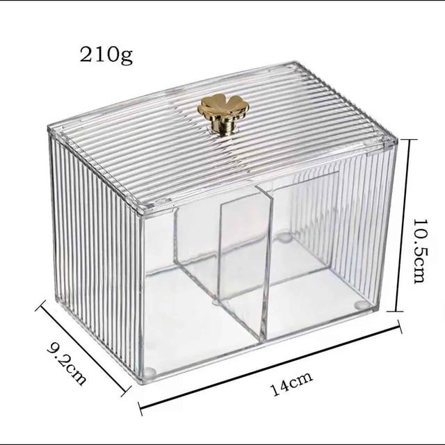 Transparent Qtip With Lid Elegant Acrylic Swab Organizer For Bathroom Bedroom Vanity Office Desk