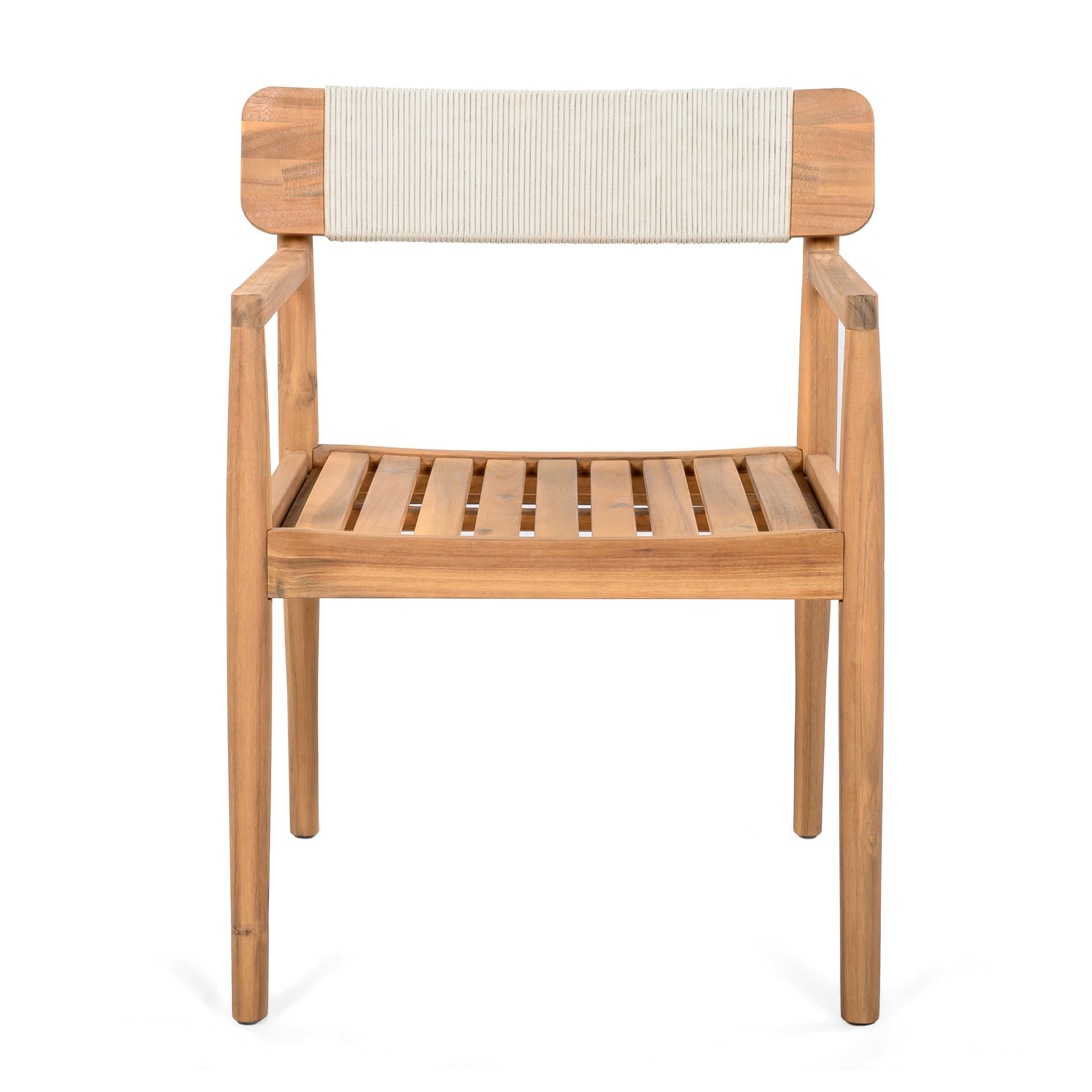 Christopher Knight Home Coastal Wood Outdoor Dining Chair with Rope Weave Backrest, White, Set of 2