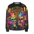 thumbnail image 6 of NuoCaiYun Mardi Gras Sweatshirt for Women Carnival Long Sleeve Pullover New Purple Yellow Green Tops, 6 of 6