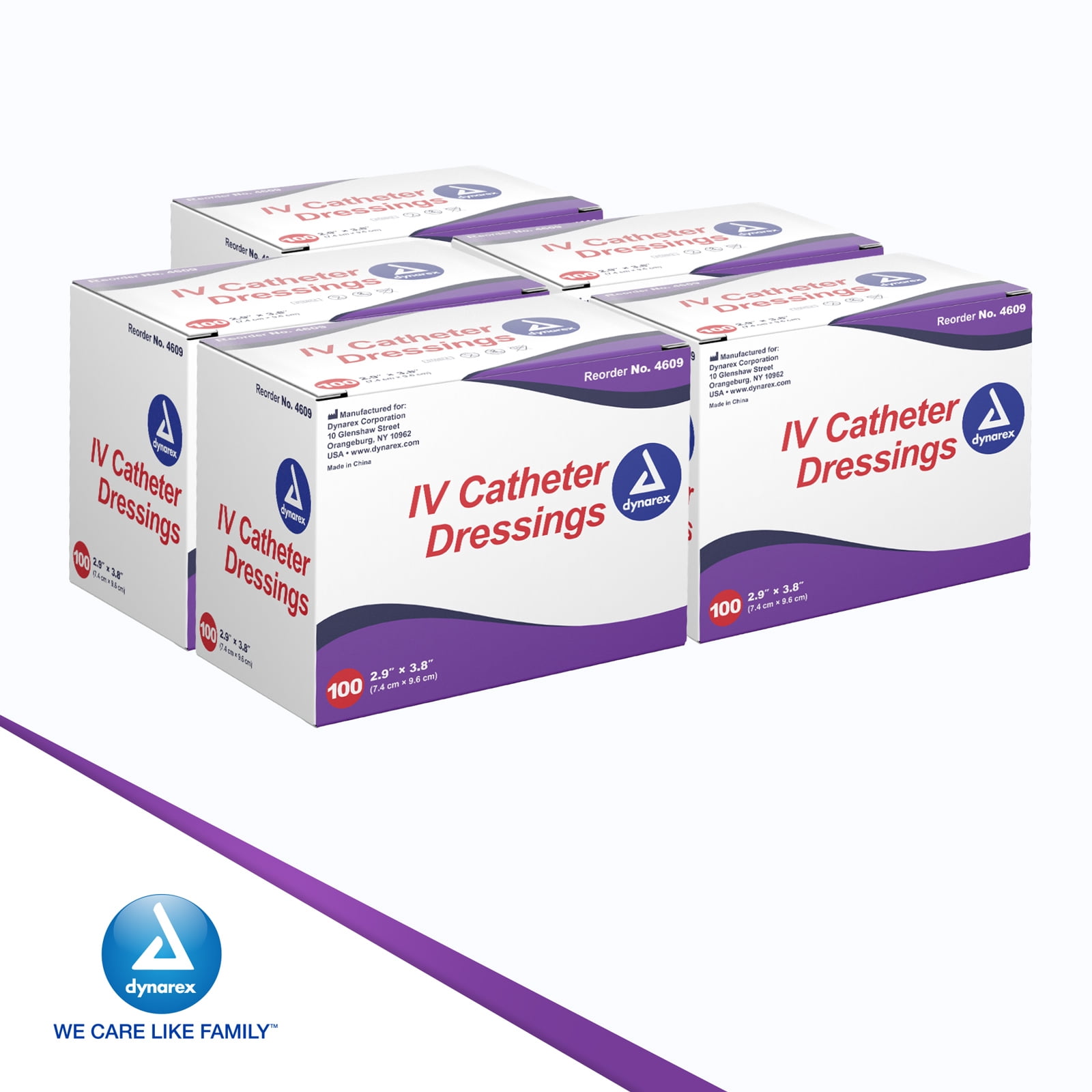 Dynarex IV Catheter Dressing - Sterile Foam Waterproof Bandage with Clear Window - Transparent Adhesive Dressing for Securement of Tubes, IVs, Drains - Extra Strip for Labeling - 2.9 x 3.8”, 500 Count