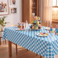 thumbnail image 3 of Sm:)e 3 Pack Blue and White Farmhouse Style Disposable Checkered Tablecloth 54x108 Inch, Yarn-Dyed Woven Table Cover for Dining Decor, Rectangle, 3 of 6