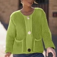 thumbnail image 6 of yardsong Women's Cropped Cardigan Sweater Button Down Chunky Knit Sweater Fall Winter 2025 Long Sleeve Fall Open Front Cardigan Green,M, 6 of 9