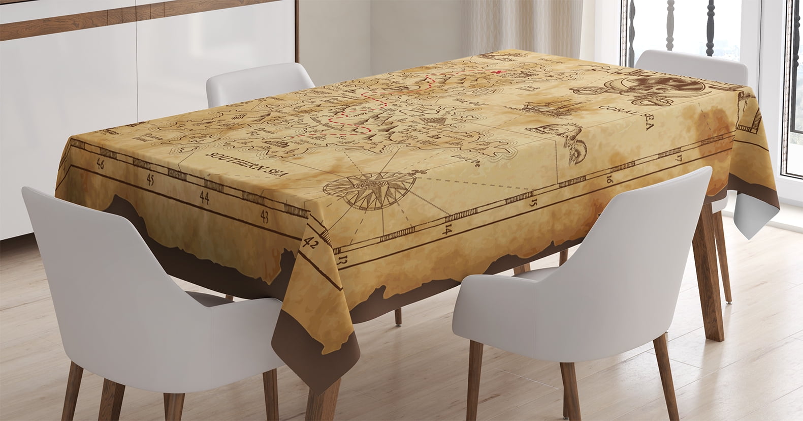 Home Furniture Diy Pirate Treasure Map Plastic Tablecover