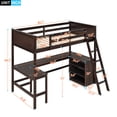thumbnail image 2 of Harper & Bright Designs Twin Size Loft Bed with Desk and Shelves, Wooden Loft Bed with Storage for Adults, Espresso, 2 of 15