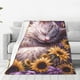 thumbnail image 1 of Balery Warm Sunflower Sleeping Cat Manta de Felpa Suave y Acogedora – Cobija de Franela Aterciopelada para Cama, Lavable y Cálida para Sofá, Mascotas, Transpirable-40"x30", 1 of 7
