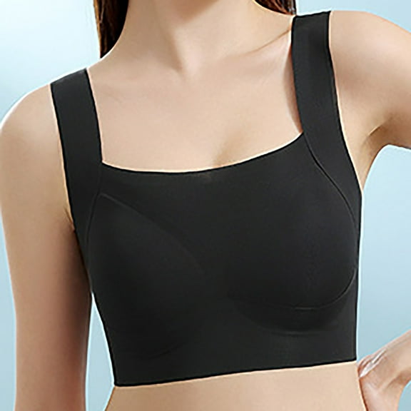 REORIAFEE Women's Bras Pull on Wide Strap Push up Bra Full Coverage Comfortable Seamless Ice Silk Padded Bras M-2XL