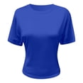 thumbnail image 5 of TrendOFT Womens Crew Neck Half Sleeve Ruched Shirts Summer 2026 Casual Cinched Waist Crop Tops Blue M, 5 of 5