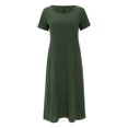 thumbnail image 3 of Women's Summer Casual Dress Comfortable Loose Fit Solid Color Short Sleeve Long Flowy Maxi Dress for Ladies, 3 of 7