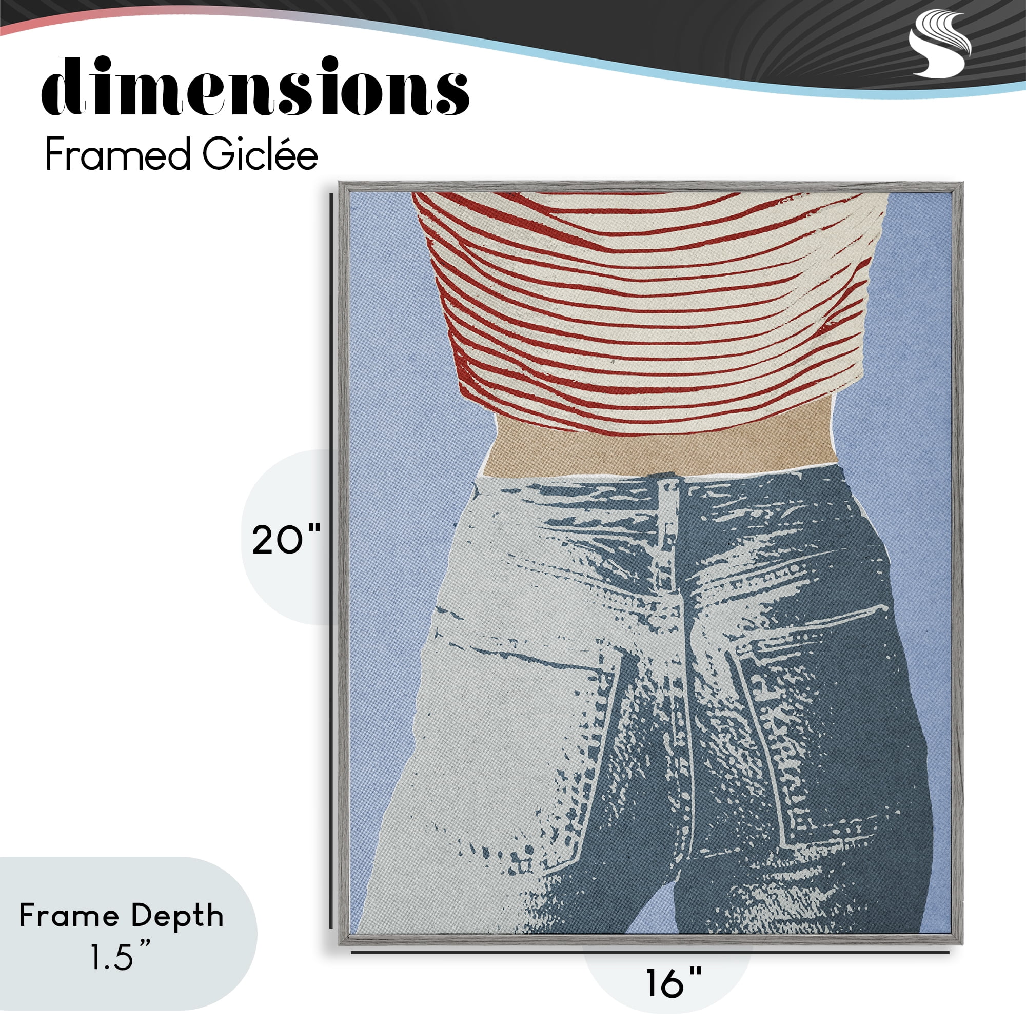 Stupell Industries Favorite Jeans Vintage Gray Framed Giclee Art, design by Victoria Barnes