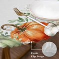 thumbnail image 3 of Thanksgiving Round Tablecloth, Fitted Table Cover with Elastic for 55"-60" Round Tables, Fall Sage Green White Pumpkin Maple Leaf Table Cloth Outdoor Indoor Dinning Party Waterproof Tablecloths, 3 of 7