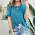 thumbnail image 6 of GigrtiJin Womens Short Sleeve Tops Casual Solid Color Round Neck T-Shirt Loose Comfy Basic Summer Blouse, 6 of 9