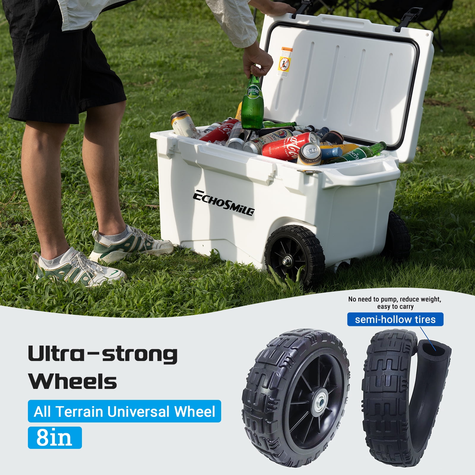 EchoSmile 60 qt. Rotomolded Cooler in White