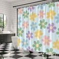 thumbnail image 3 of Cute Retro Flower Shower Curtain Colorful Floral Unique Pastel Daisy Groovy Lovely Women Girls Blue Fabric Bathroom Decor Curtains with Hooks,84 x 72, 3 of 6