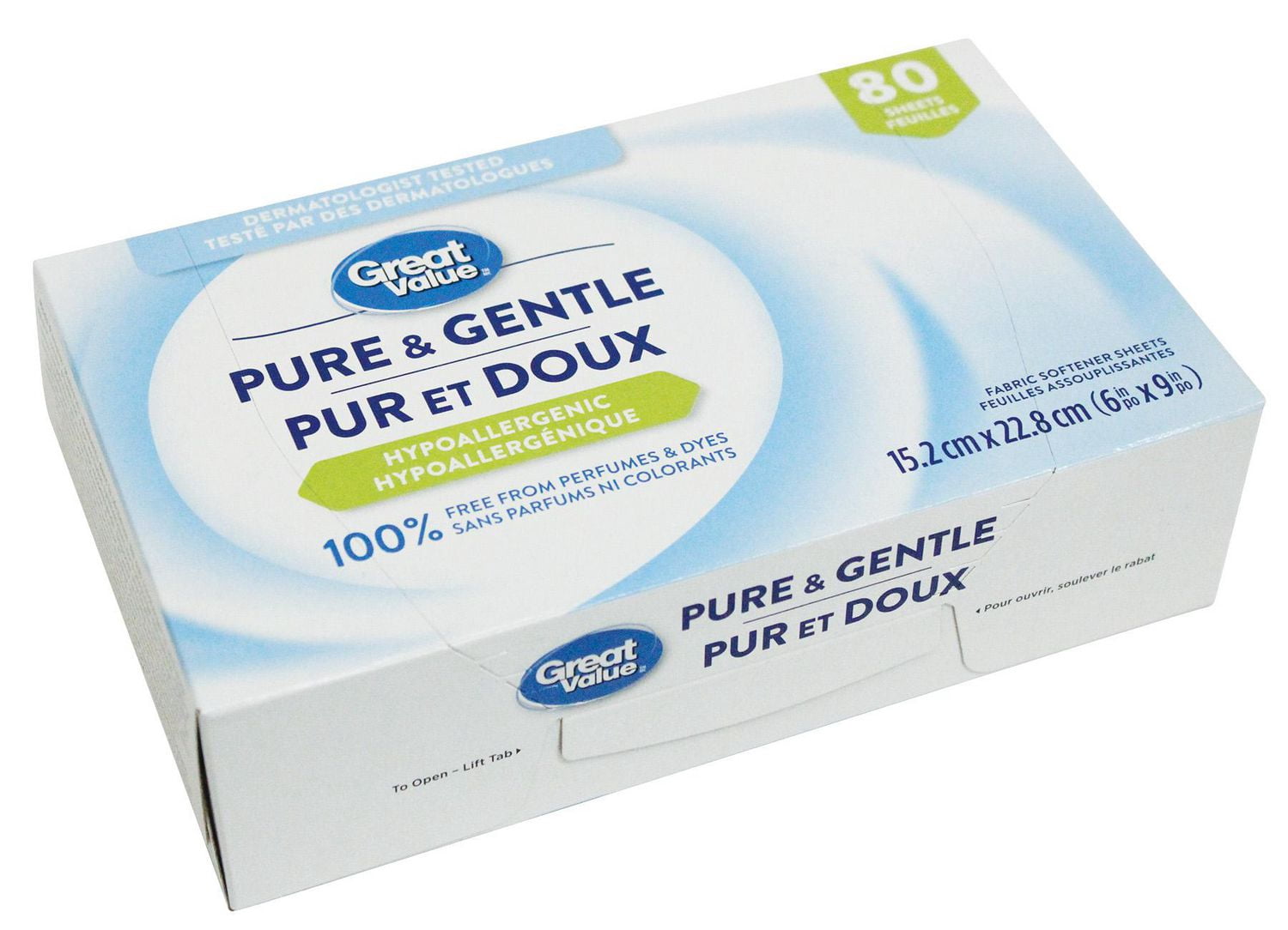 Great Value Pure & Gentle Unscented Fabric Softener Sheets
