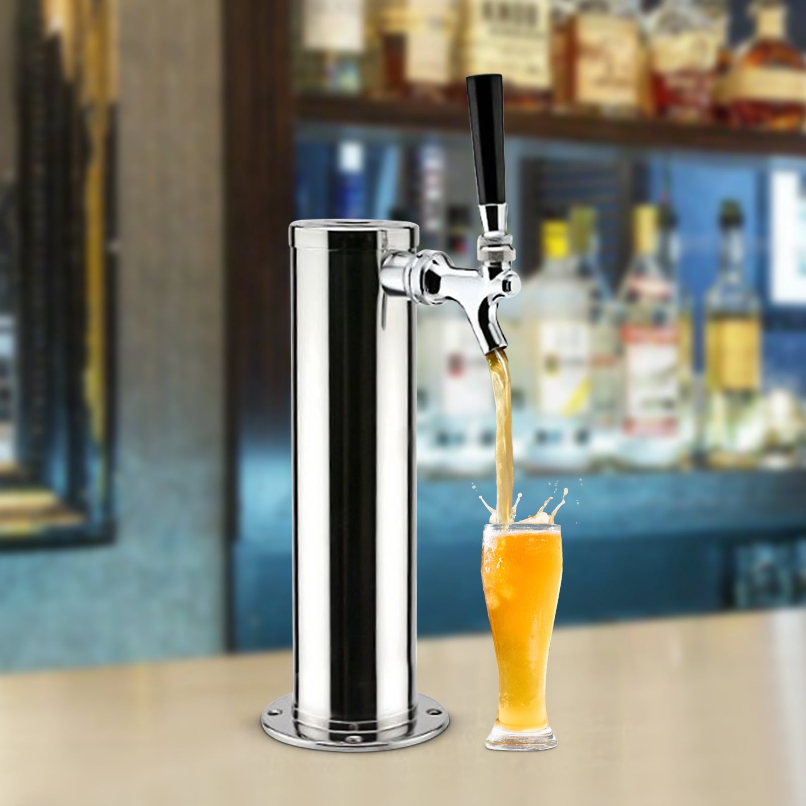Dwellnix US Home Bar Single Tap Faucet Draft Beer Keg Tap Tower Kegerator Stainless Steel