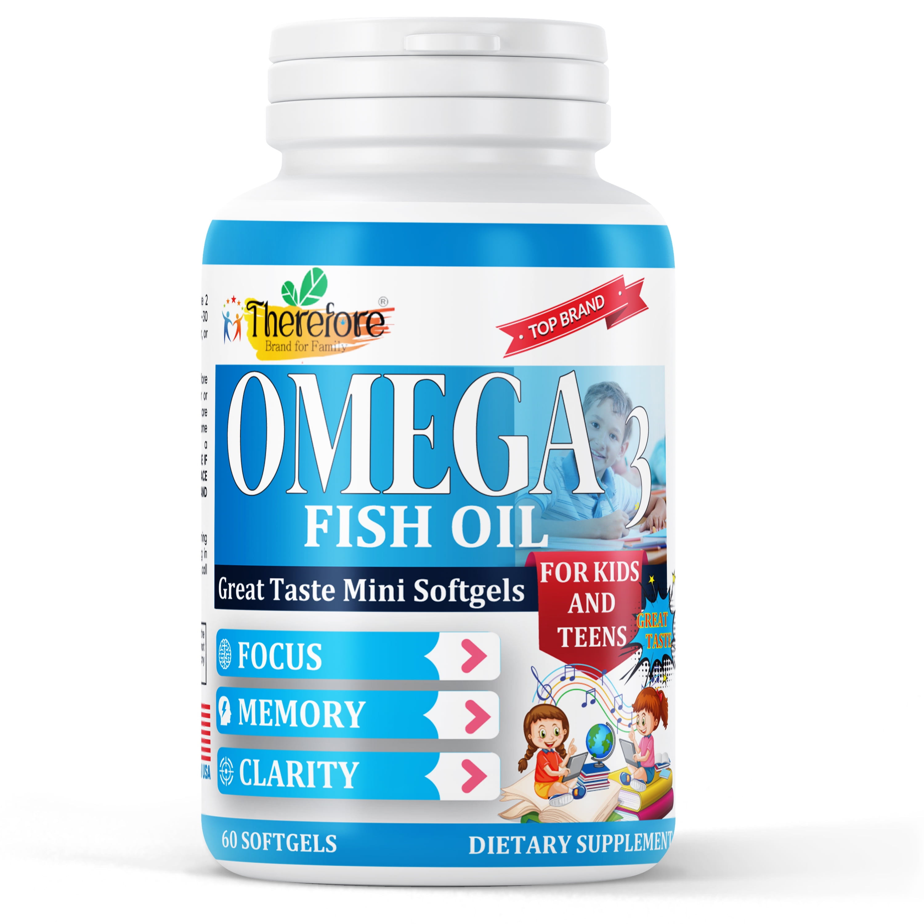 DHA Supplement for Kids & Teens with Omega 3s, EPA, Fish Oil Chewable