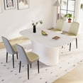 thumbnail image 5 of Medieval Modern Cream Style MDF Dining Table and PU Dining Chair Set with 4 Chairs, Easy Assembly for Home Kitchen, 5 of 9