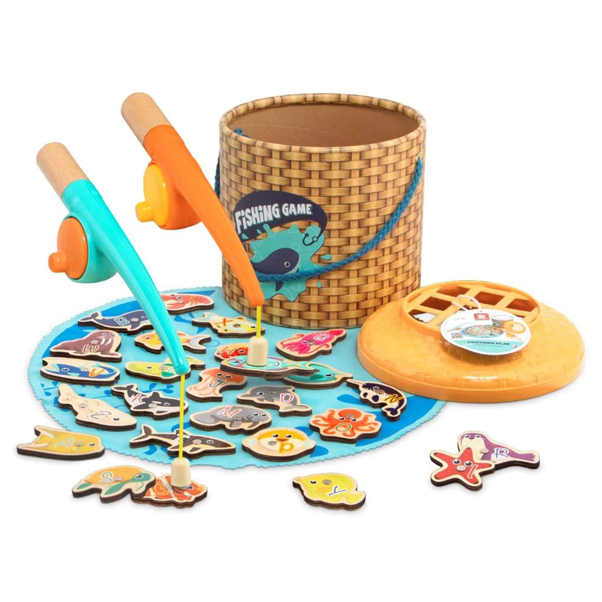 Topbright Toys Educational Portable Magnetic Fishing Set w/ 2 Fishing Poles