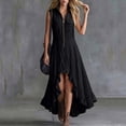 thumbnail image 4 of Women's Solid Color Sleeveless Lapel Zipper Jumpsuit Long Skirt Casual Fashion, 4 of 7