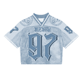 thumbnail image 3 of Camiseta de pareja holgada y versátil con cuello en V, manga corta, estampado de rayas, estilo béisbol retro de verano, estilo Y2K, estilo Harajuku y hip-hop, 3 of 5