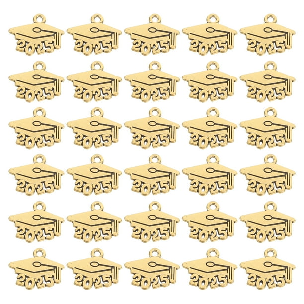 100 piezas de borlas para birrete de graduación 2025, dijes conmemorativos de aleación con foto, accesorios de joyería para bricolaje, decoración de birretes y fabricación de llaveros