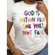 thumbnail image 2 of Camiseta con frase inspiradora "Dios está en ella" - Cuello redondo informal y manga corta para mujer | Algodón transpirable, lavable a máquina, ideal para el tiempo libre., 2 of 7