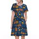 thumbnail image 1 of Disketp Funny Steam Train para Vestido de Manga Corta para Mujeres, Vestidos de Verano para Mujeres, Casual y Holgado para la Playa, 1 of 6