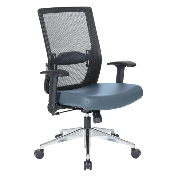 Black Matrix Back Manager's Office Chair with Dillon Blue  Fabric Seat