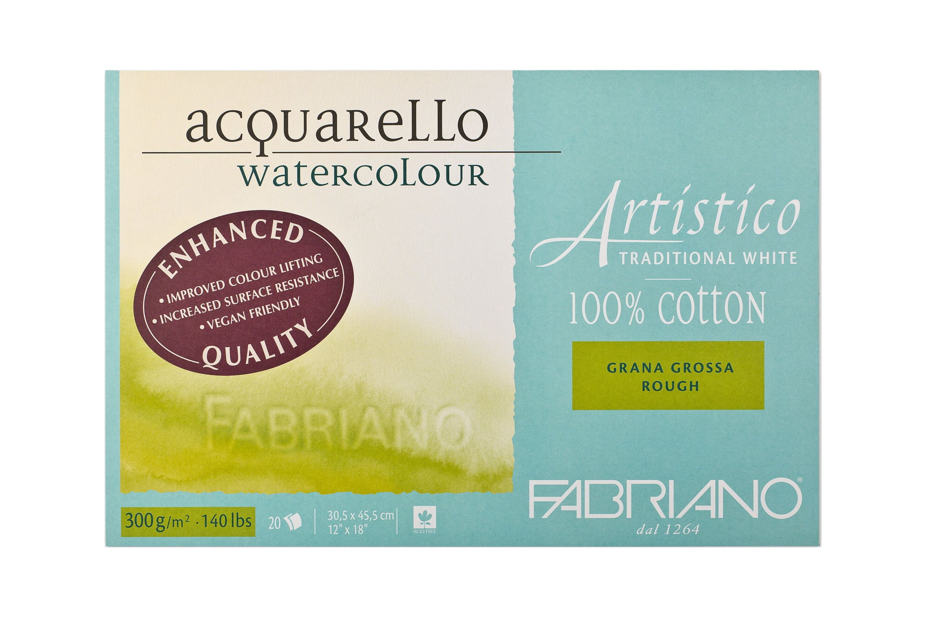 Fabriano Artistico Traditional White Watercolor Block, 140 lb./300 gsm, Rough, 20 Sheets, 12" x 18"