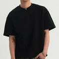 thumbnail image 4 of AHTJRT Mens Casual Summer Short Sleeve Drop Shoulder Cut Out Crew Neck Tees Loose Fit Solid TShirts Black L, 4 of 5