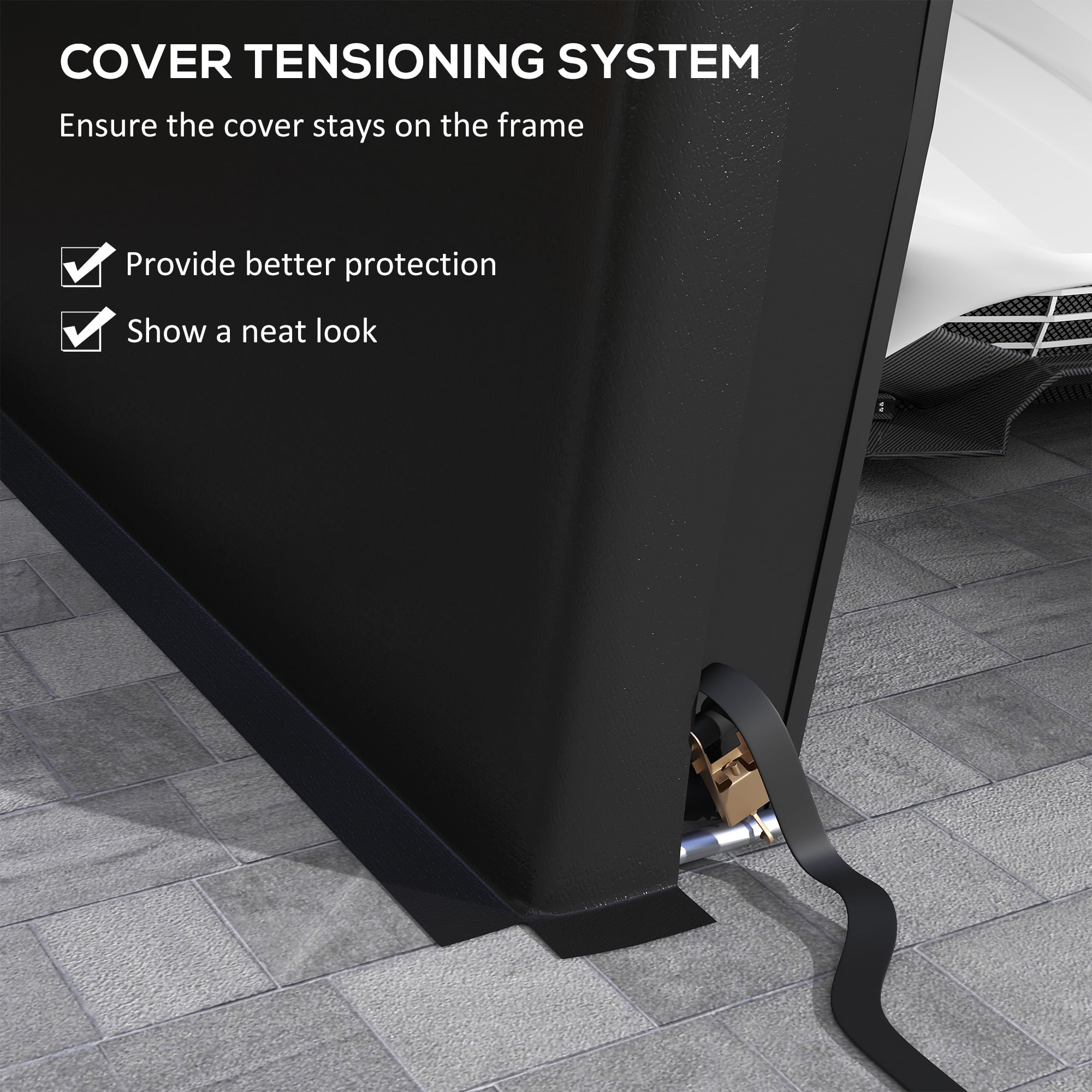 Outsunny 143.75 in x 243.25 in x 95.75 in Portable Garage with Ventilation Windows Black Carports
