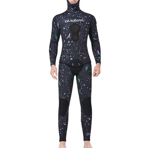 Trituras profesionales Traje de buceo a prueba de frío Pescado Caza Premium con capucha de manga larga con capucha de manga larga de manga larga traje de surf traje verde XL 3MM seitruly OD017116-03